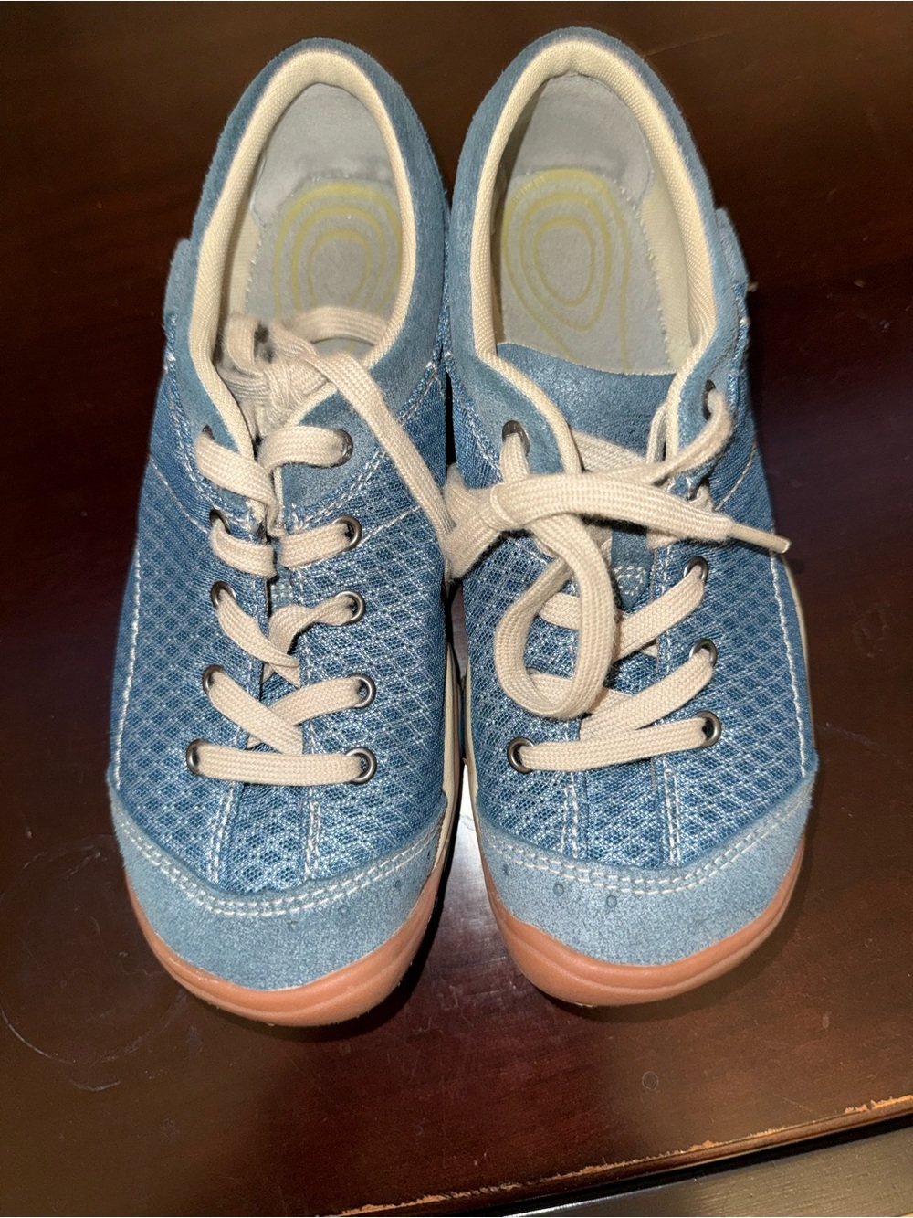 Keen Women's Casual Lace-Up Athletic Sneakers in Light Blue with Tan Accents